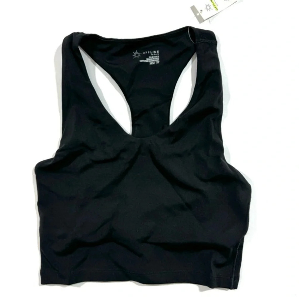 Aerie Offline Real Me Recharge Bra Light Support Black